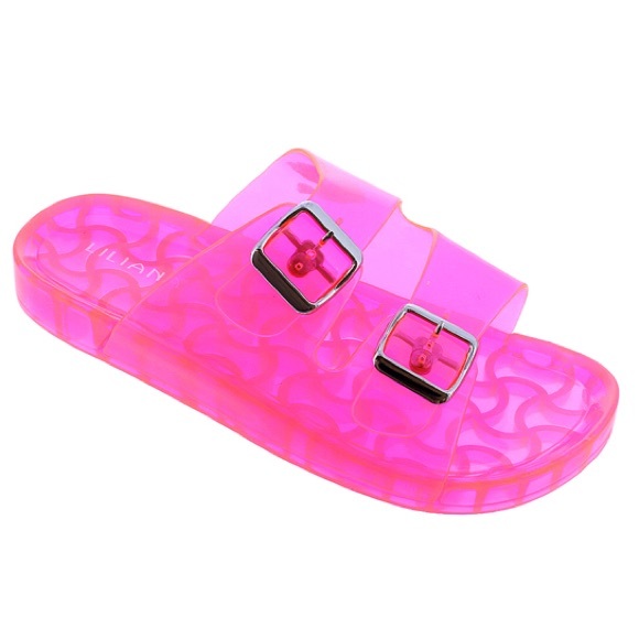 Pink Jelly Slides Liliana Hot Pink Jelly Sandals - Picture 2 of 3